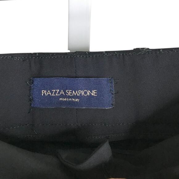 Piazza Sempione Trouser Womens Size 12/48it Black Slit Hem Pleated Pants Classic - Picture 2 of 10